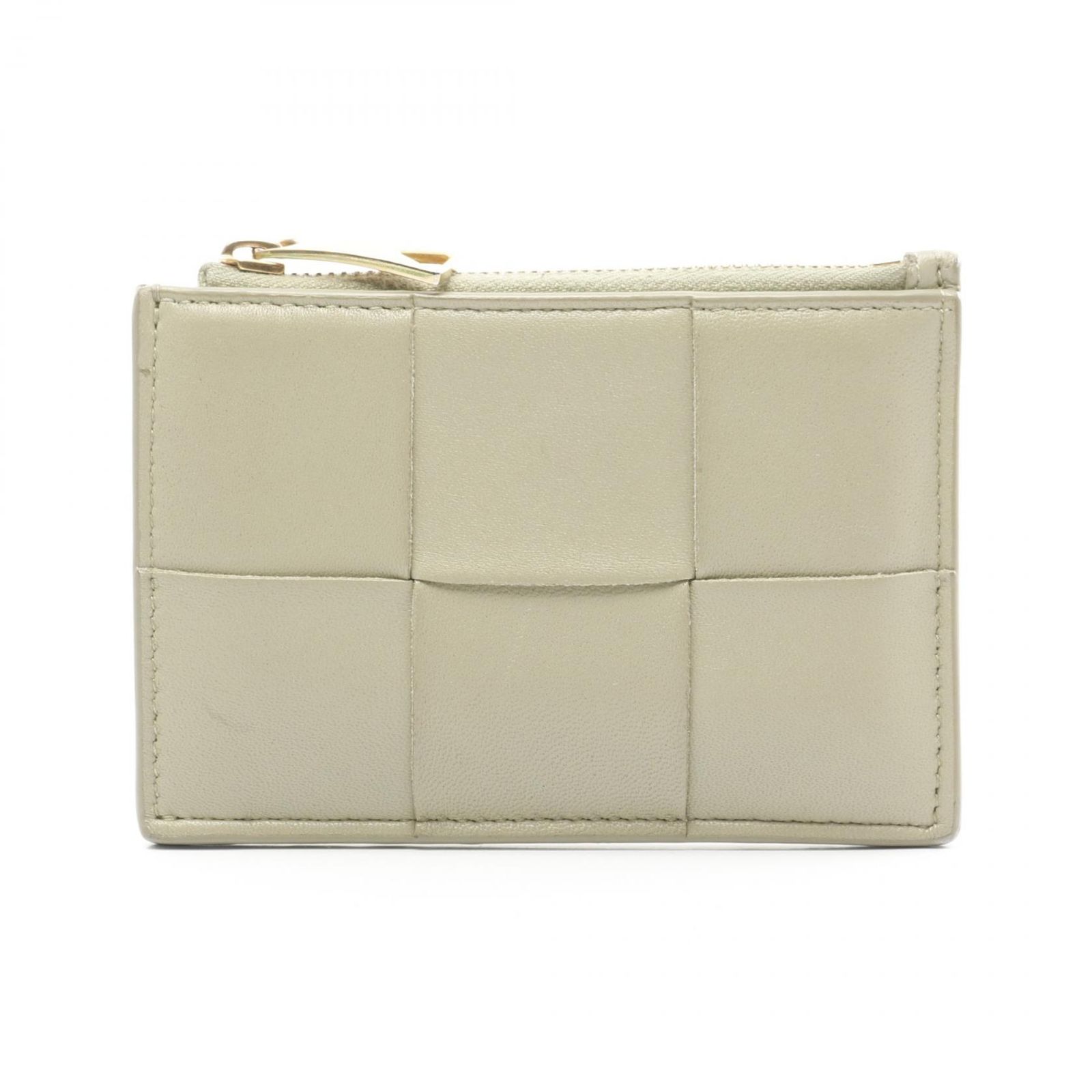 ボッテガヴェネタ BOTTEGA VENETA カードケース キーポーチ マキシイントレチャート 750070 グレーグリーン レザー カードケース コインケース グレーグリーン キーリング付き レディース Used B