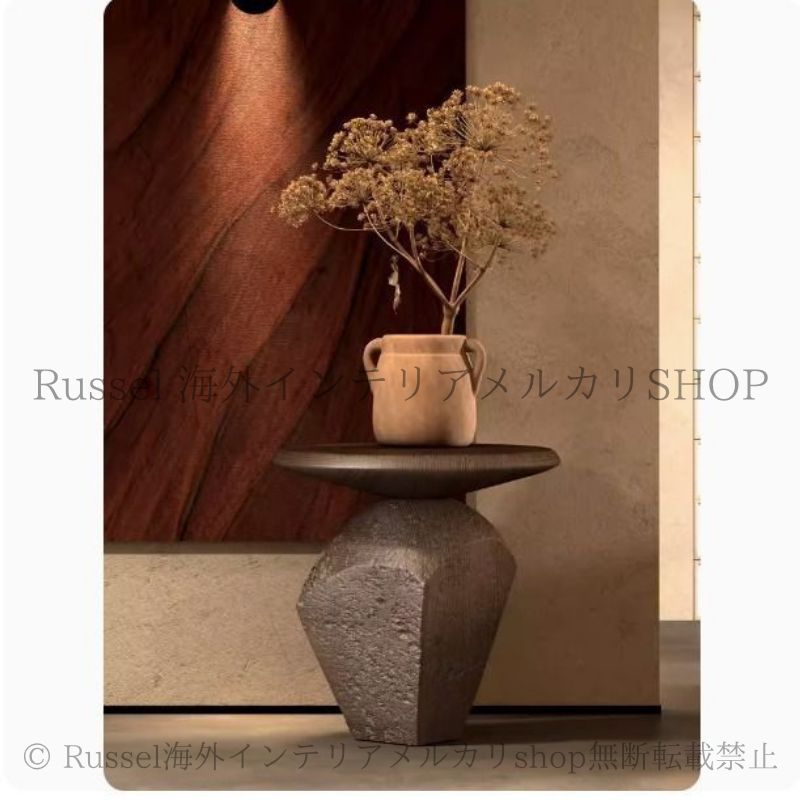 サイドテーブル 和風 芸術的 コンパクト おしゃれ かわいい インテリア 省スペース アーティスティック コーヒーテーブル 書斎 ブラウン