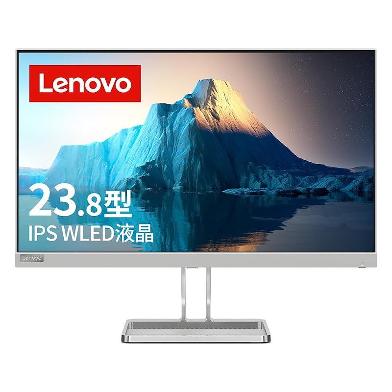 Lenovo L24i-40 モニター (23.8インチ IPS WLED液晶 FHD 100Hz 4ms 非光沢 チルト対応 VESA HDMI ケーブル付) グレー 67A8KAC3JP