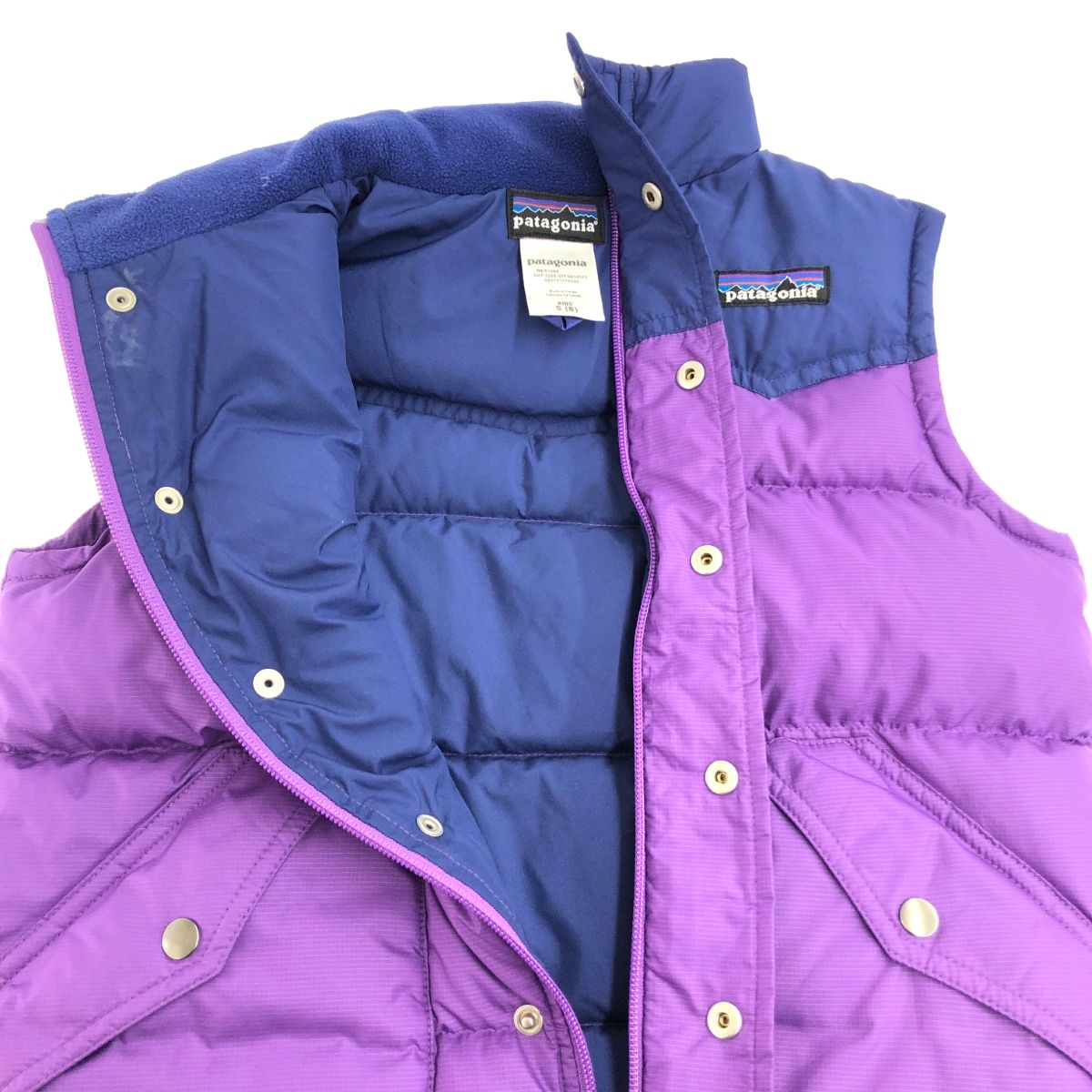 パタゴニア フード付きダウンベスト 紫 XS パタゴニア フード付き