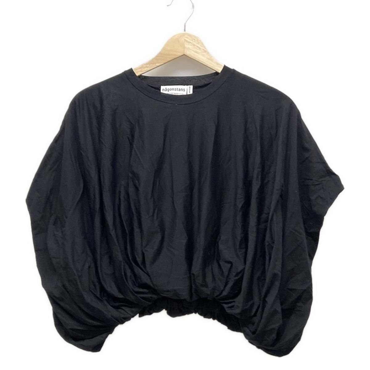 nagonstans ナゴンスタンス 半袖カットソー サイズM レディース - 470IA180-0081 黒 バルーンシルエット|クロップド丈
