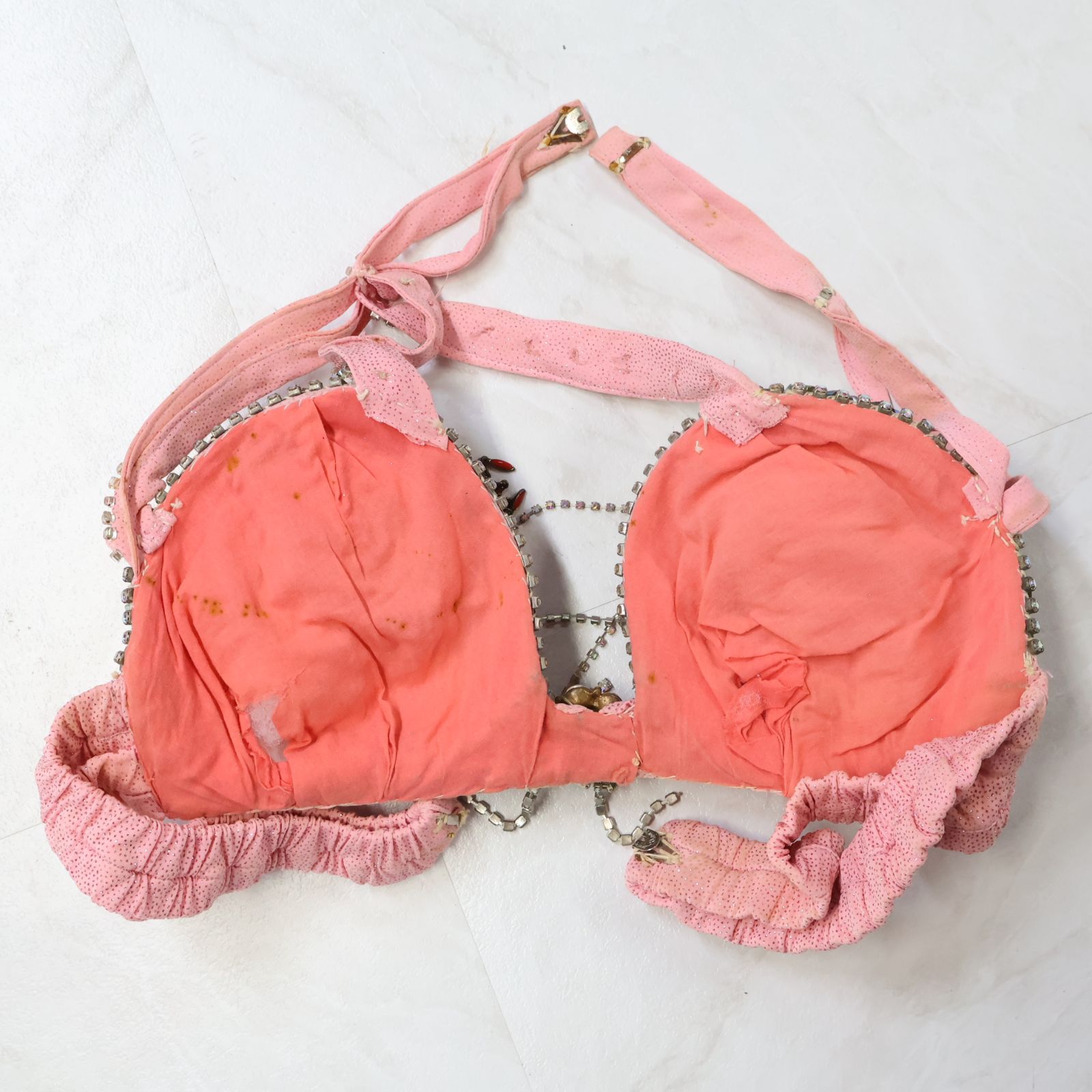 ベリーダンス セットアップ オレンジ ピンク キラキラ トップス ライン