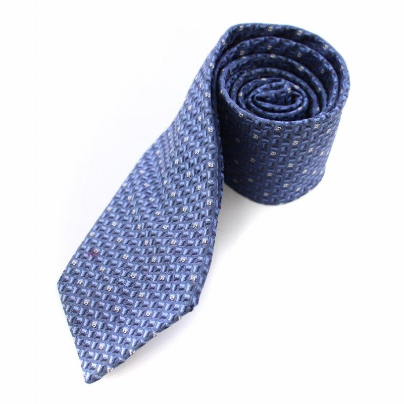 FENDI (フェンディ) ズッカ総柄 シルク ネクタイ ブラック フェンディ