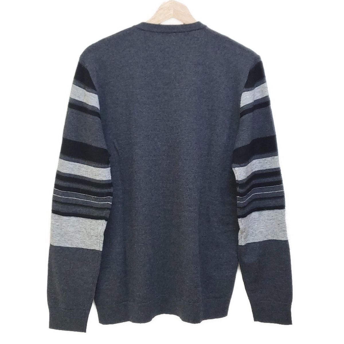 ROBERTO COLLINA ロベルトコリーナ 長袖セーター サイズ52 L メンズ - ダークグレー×黒×ライトグレー Vネック|ボーダー