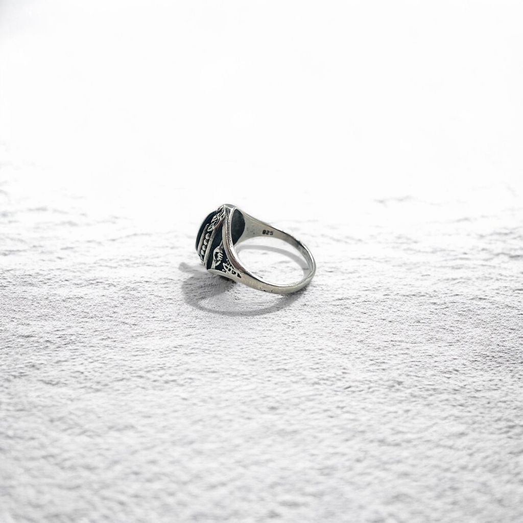 海外ブランドアウトレット通 Vintage Silver Onyx Ring ブラックオニキス リング 指輪 14号 アクセサリー