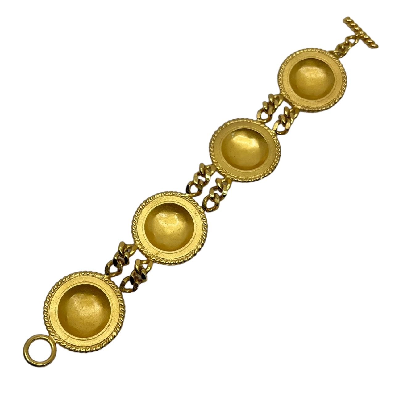 LOEWE(ロエベ) vintage anagram bracelet/ヴィンテージアナグラムロゴチェーンブレスレット/大ぶり/Tバー ゴールド×ブラック  - メルカリ