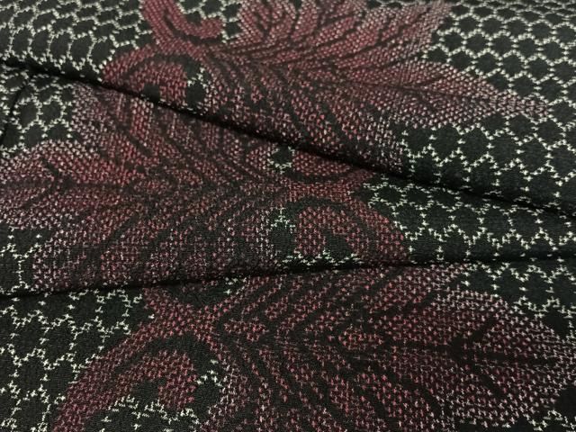 平和屋着物▽上質な小紋 単衣 型染め 流水花蝶文 正絹