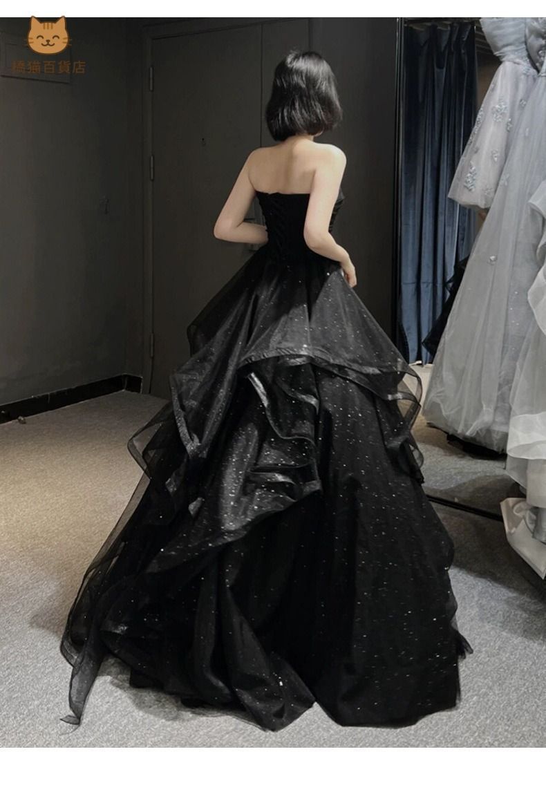 品質!! ウエディングドレス シフォン ブラック 結婚式 パーティー ドレス 45-1.jpg