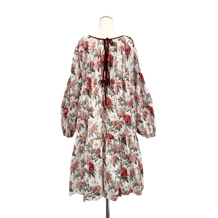 2025AW SEVEN TEN by MIHO KAWAHITO セブンテン バイ ミホ カワヒト リバティプリントティアード ワンピース ホワイト×レッド S 8A502