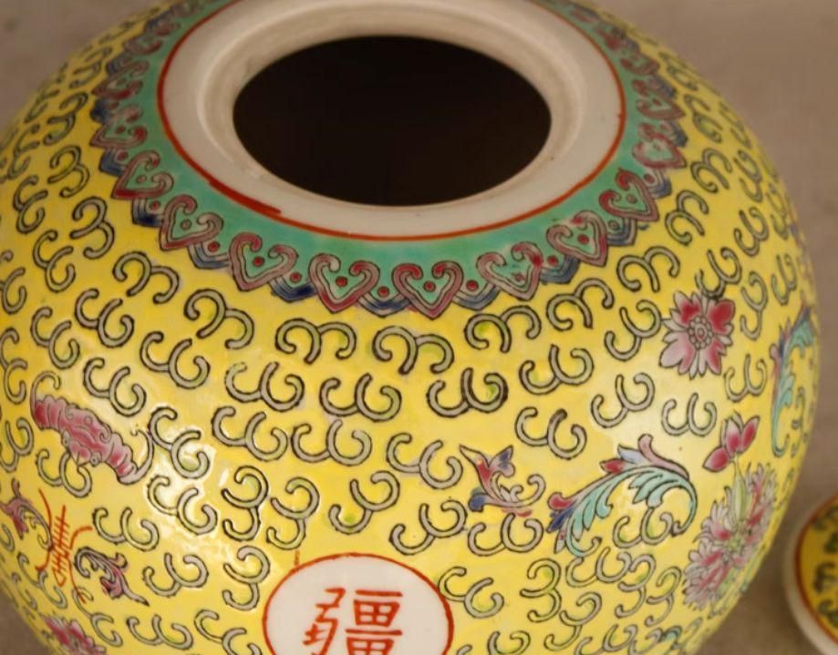 万寿無疆スイカ缶お 茶缶 景徳鎮 陶磁器 装飾品 現代工芸品美術