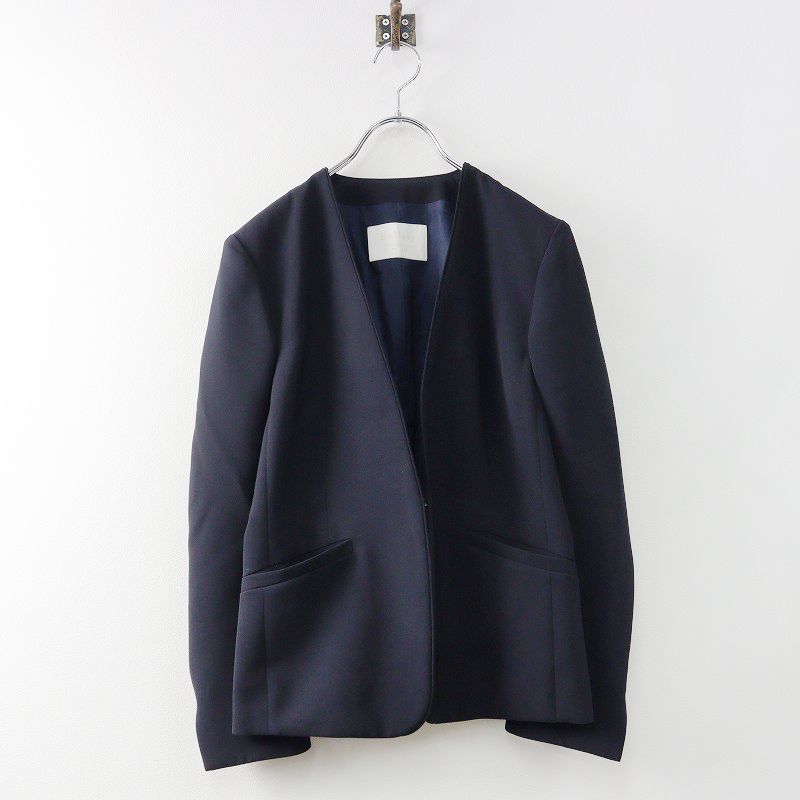 【美品】Ballsey ドライダブルクロス ノーカラージャケット　ネイビー34 ワッフルツイード ノーカラージャケット｜トゥモローランド 公式通販