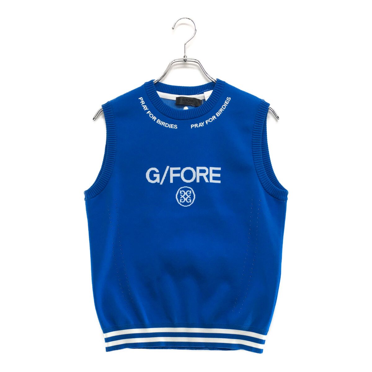 レディース ジーフォア G|FORE ベスト 40 L 水色 ブルー クルーネック ニット