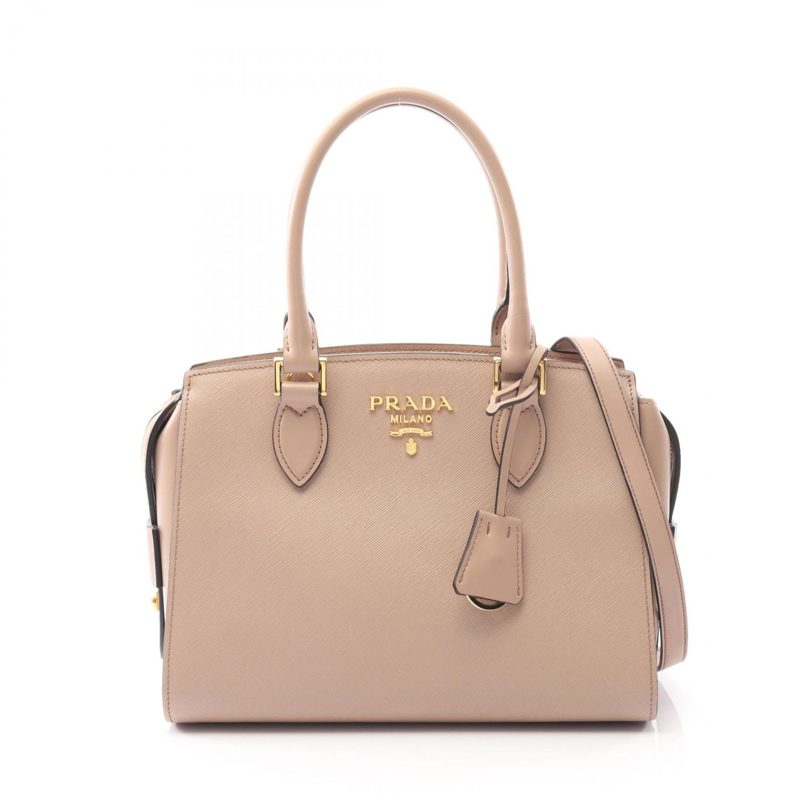 プラダ PRADA ハンドバッグ SAFFIANO + SOFT C 1BA164 ピンクベージュ 