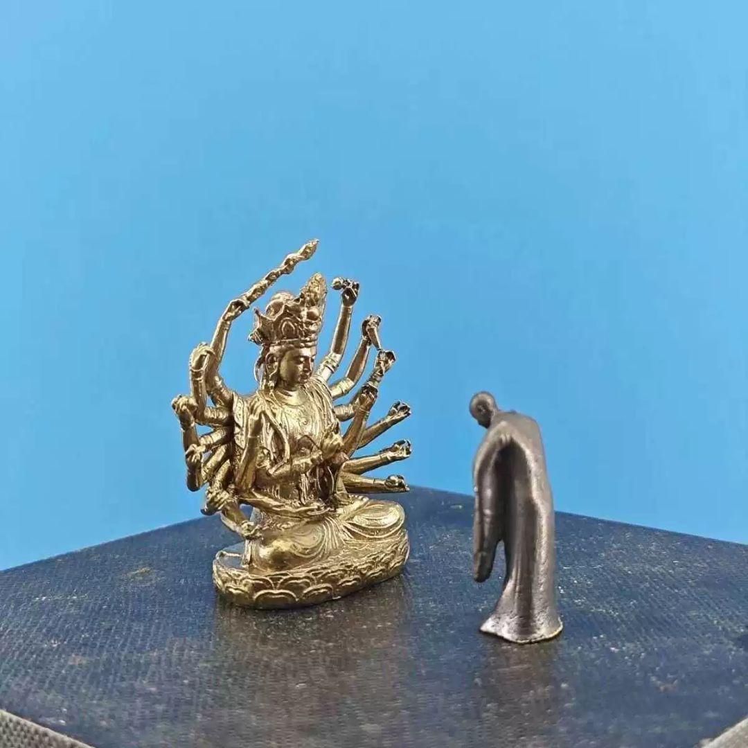 銅 細工 仏教美術 玄奘参詣準提菩薩仏像 禅意茶道 置物 装飾品