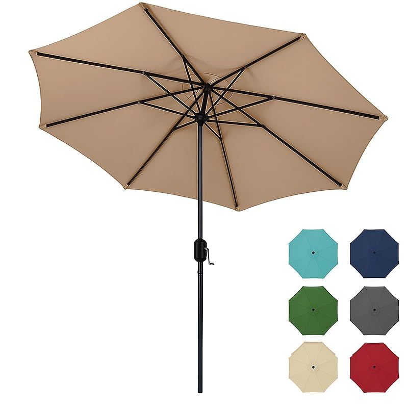 LOVE STORY ガーデンパラソル 210cm 230cm 270cm 300cm 大型 風に強い パラソル ハンドル開閉 角度調整 撥水加工 折りたたみ 軽量 テラス 庭 230cm カーキ 1