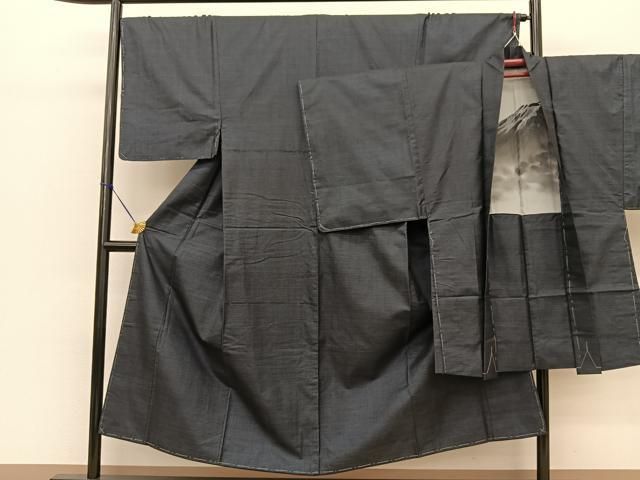 平和屋着物●男性 本場大島紬 アンサンブル 120亀甲 総詰め 羽裏 富士 正絹 BAAT0936yc