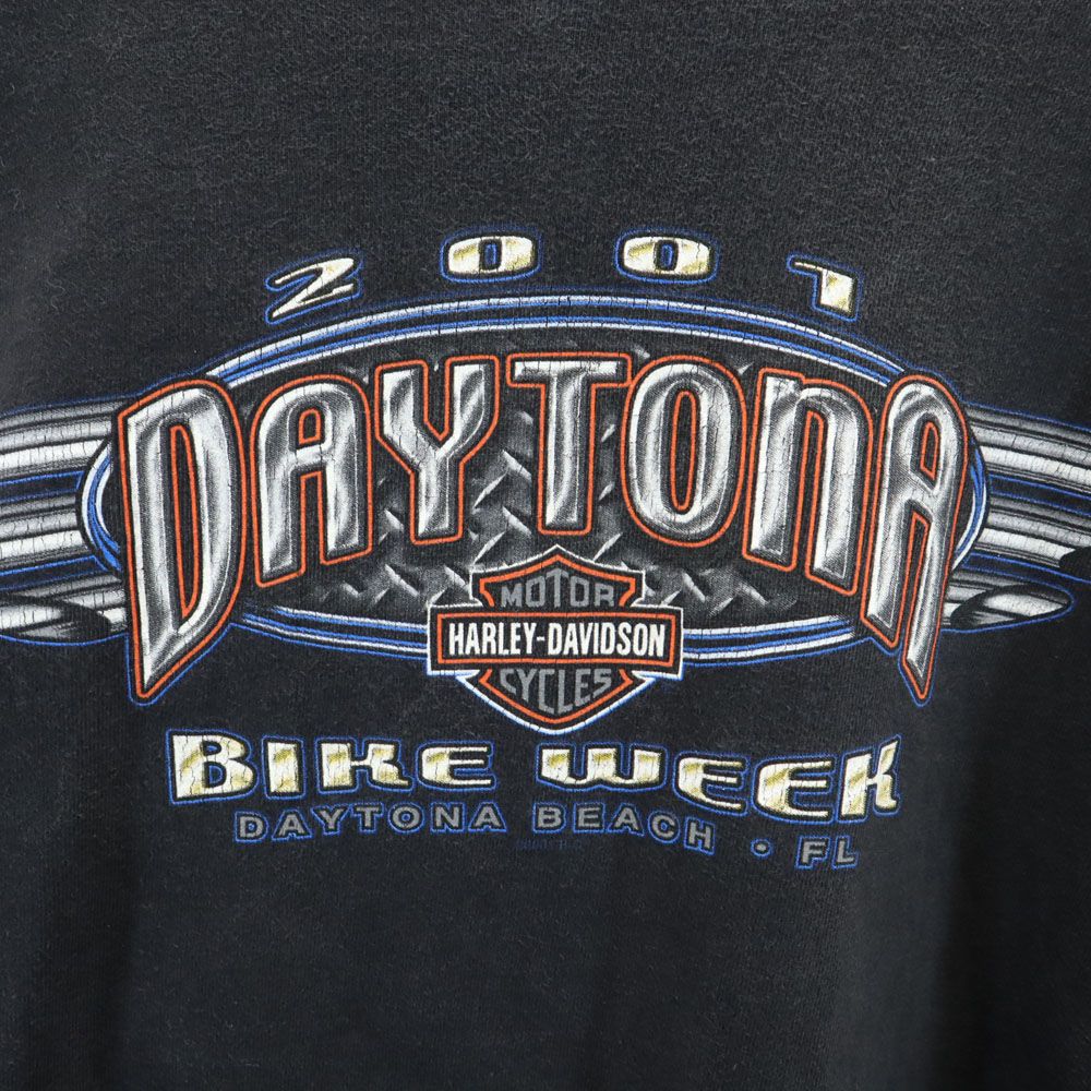 ハーレーダビッドソン 2001年 USA製 オールド デイトナ 2001 長袖 Tシャツ M チャコールブラック HARLEY DAVIDSON ロンT DAYTONA メンズ ハーレーダビッドソン 2001年 USA製 オールド デイトナ 2001 長袖 T