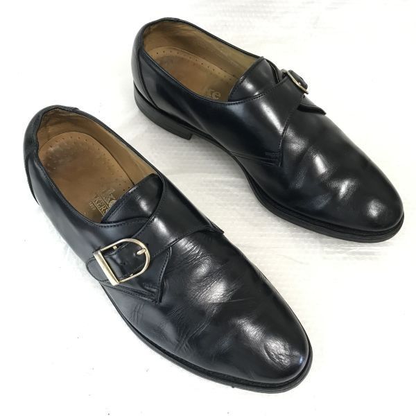イングランド製|90s?ビンテージ ローク|Loake 本革|グッドイヤー製法|モンクストラップ 8|26.5|黒|BLACK ビジネス|dress shoes◆cF-167<sale>