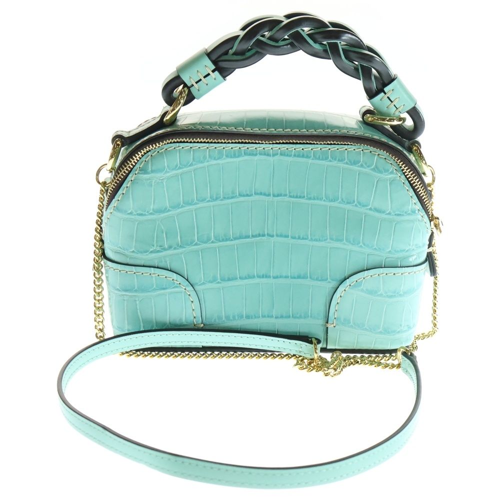 Chloe クロエ ダリア 2wayショルダーバッグ ハンドバッグ 型押し グリーン レザー