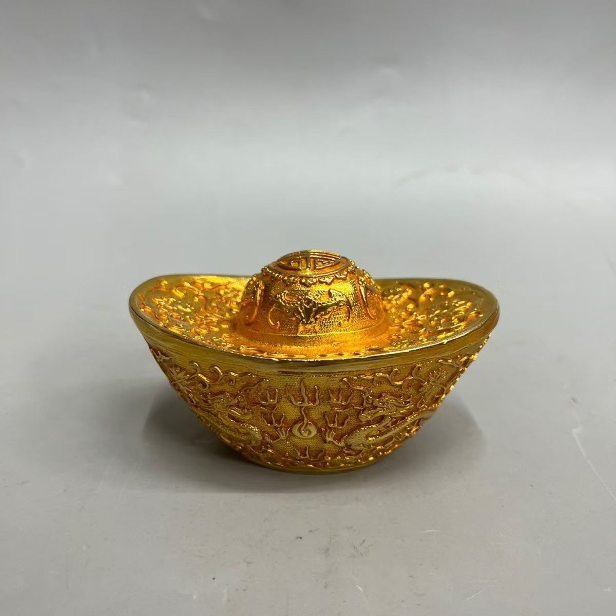 中国古美術・珍蔵・古い純銅・手作り・彫刻・鎏金・元宝・置物