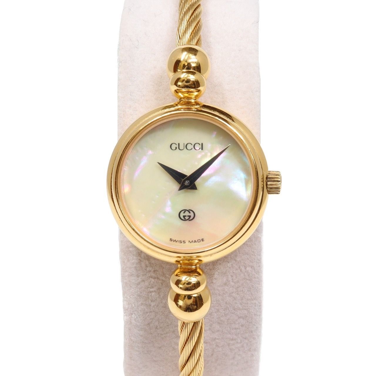 【美品】グッチ バングルウォッチ クォーツ【2700L】ホワイトシェル【稼働品】 GUCCI グッチ バングルウォッチ 2700L GP ホワイトシェル文字盤