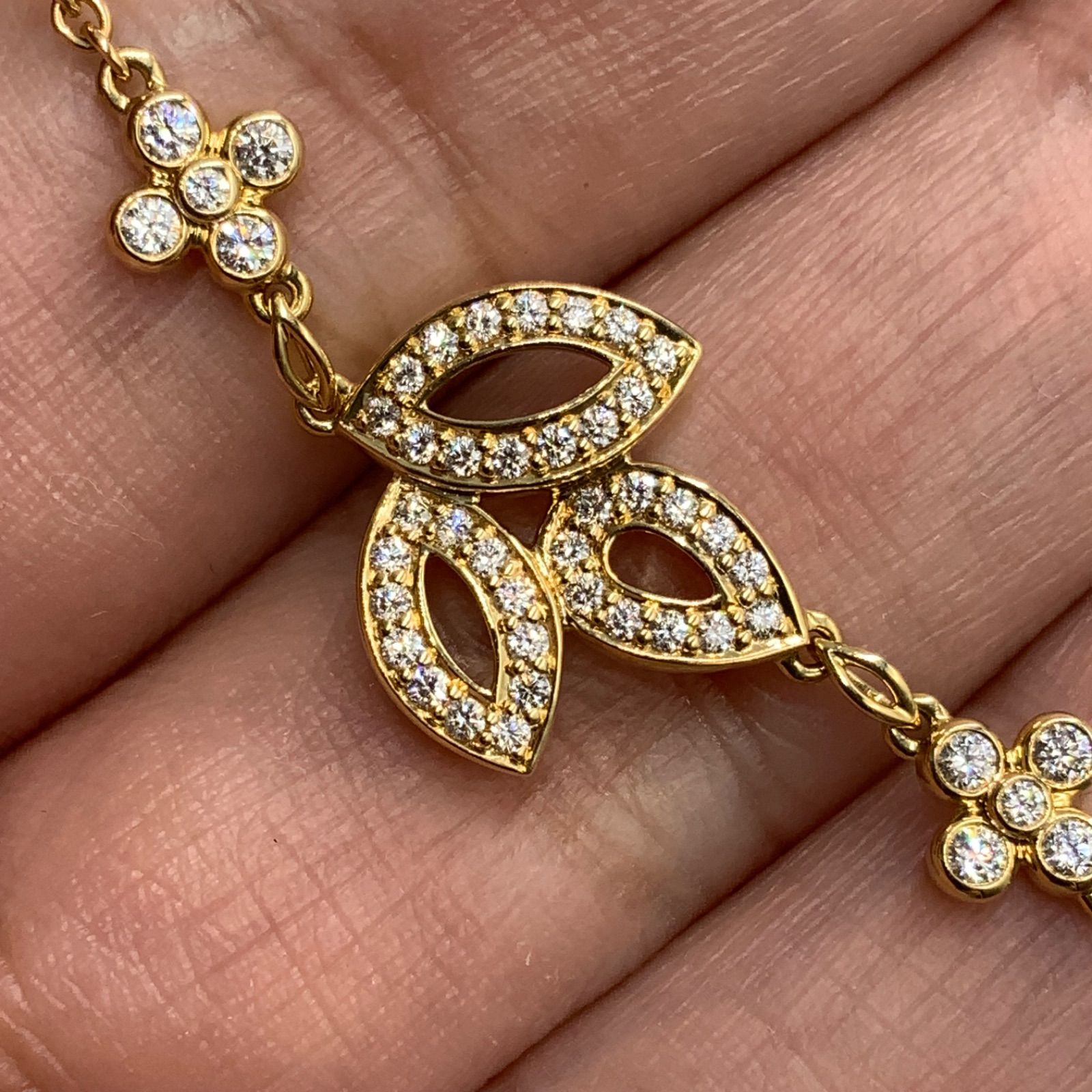 ハリーウィンストン　リリークラスター　ミニ　ダイヤモンド　ブレスレット　Au750 イエローゴールド　K18YG ハリーウィンストン リリークラスター ミニ ダイヤモンド ブレスレット