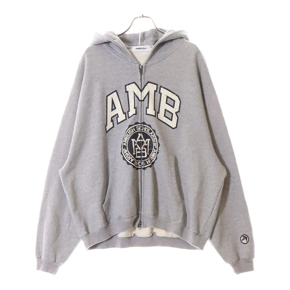 AMBUSH - AMBUSH アンブッシュ パーカー S グレー 【古着】【中古】 AMBUSH (アンブッシュ) カレッジロゴ ジップアップフーディ