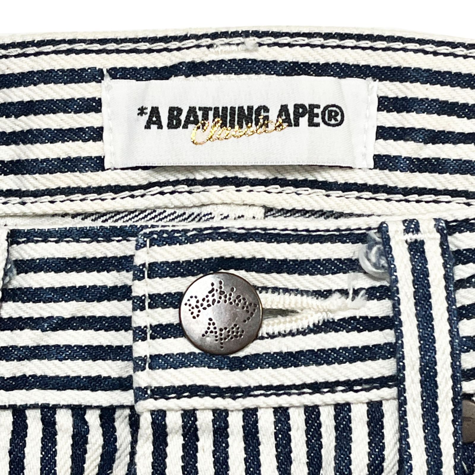 【USED／メンズXS】A BATHING APE ダブルニー ペインターパンツ ヒッコリー