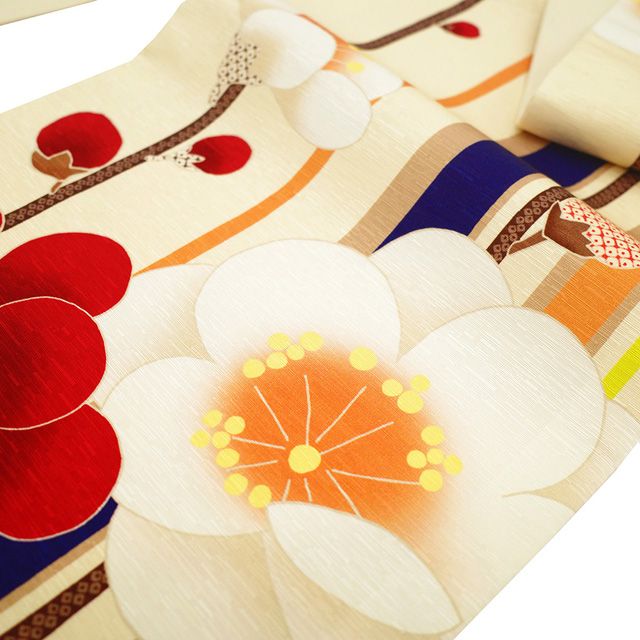 モダンな京袋帯　正絹　美品 名古屋帯 正絹 花鳥図 美保姿 京袋帯 k-8661 - メルカリ