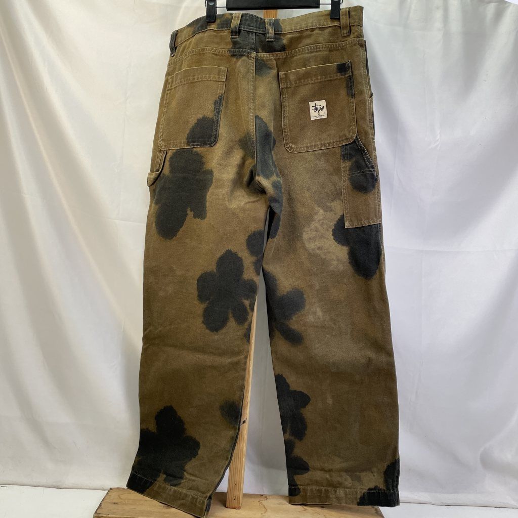 01w-4934 ステューシー STUSSY FLORAL DYE WORK PANT カーキ