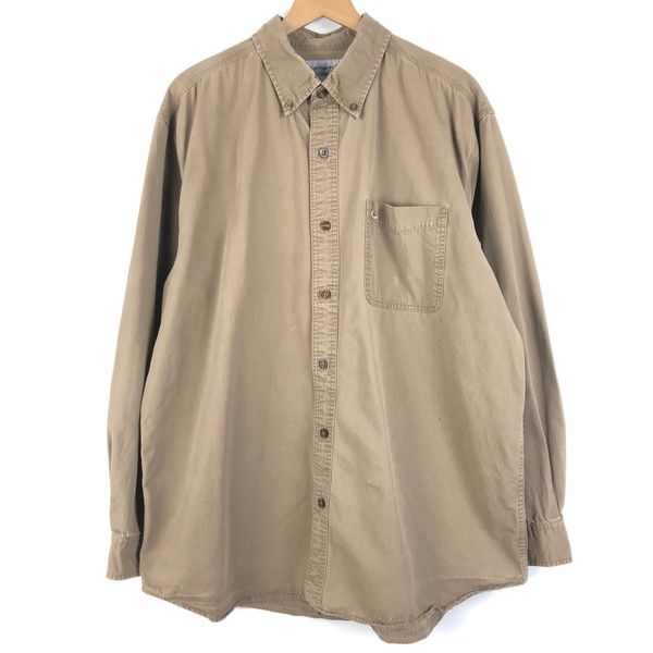 【古着】 Carhartt カーハート シャツ 無地 XLサイズ 長袖 ブラウン系 【中古】 n060773