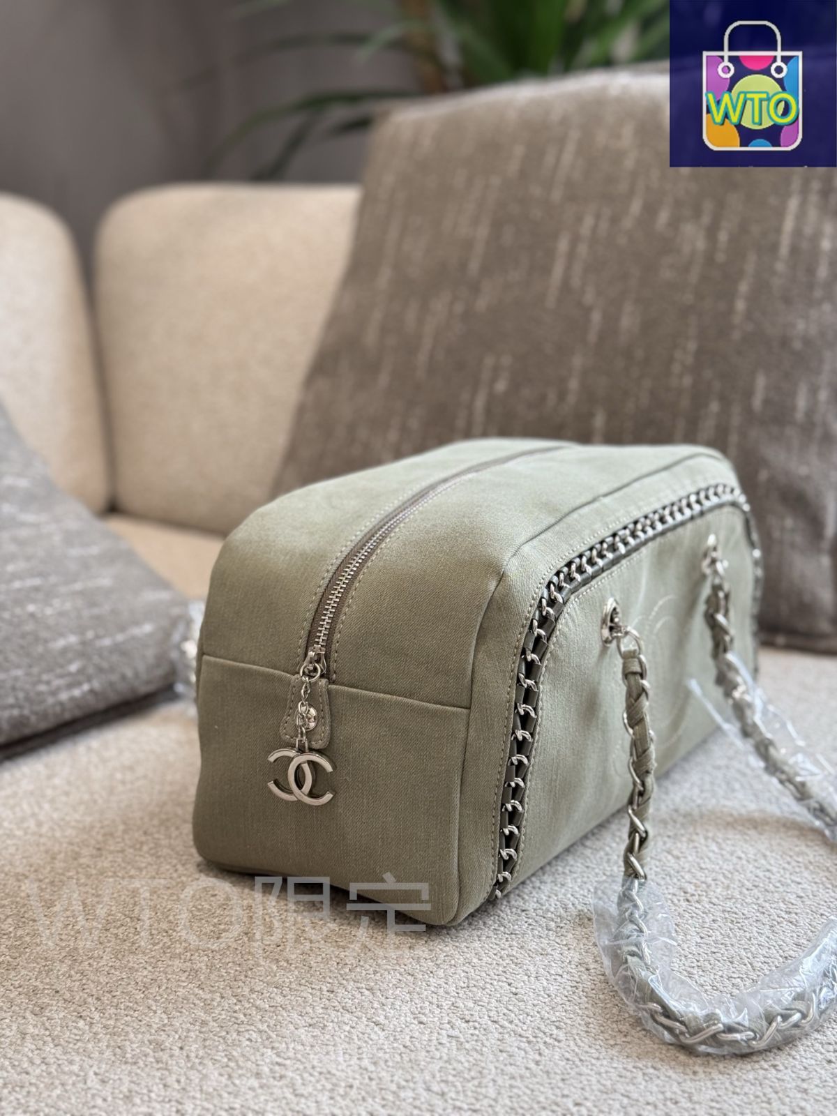 今日 Chanel シャネル ボウリングバッグ オリーブグリーン デニム-WTO輸入2