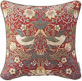 川島織物セルコン Morris Design Studio モリスデザインスタジオ 背当 クッションカバー いちご泥棒 レッド 45×45cm LL1710