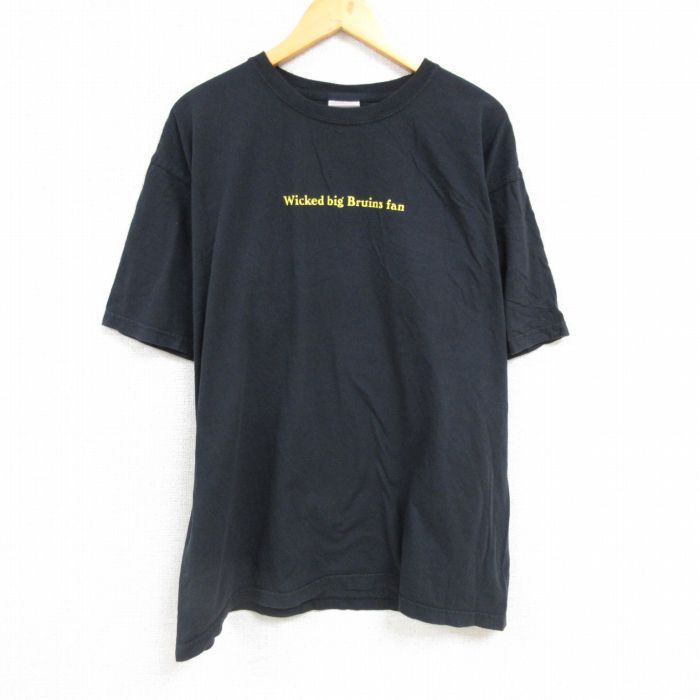 XL/古着 半袖 Tシャツ メンズ ボストン 大きいサイズ コットン クルーネック 黒 ブラック 23mar27 中古