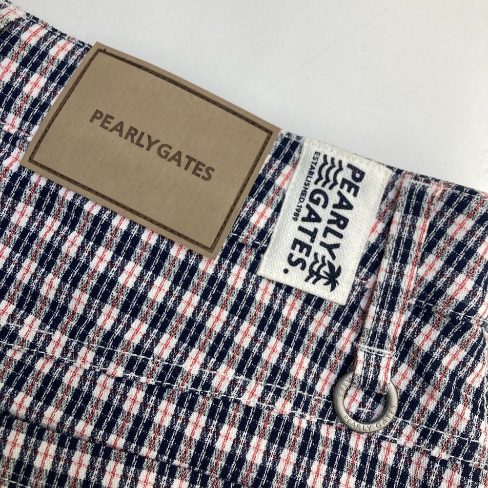お楽しみに。 サイズ 2 PEARLY GATES パーリーゲイツ モデル ストレッチスカート チェック柄 ネイビー系 240101517423 ゴルフウェア レディース ストスト