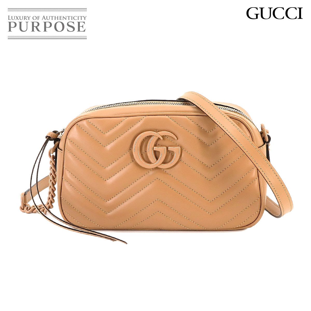 未使用 グッチ GUCCI GGマーモント スモール ショルダー バッグ レザー ローズベージュ 447632 ローズベージュ 金具 90231303  - メルカリ