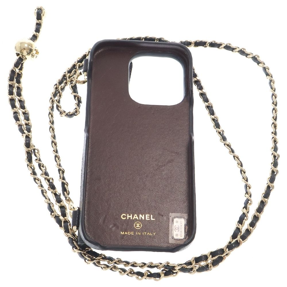 CHANEL (シャネル) iPhone15Pro アイフォン キャビアスキン レザー