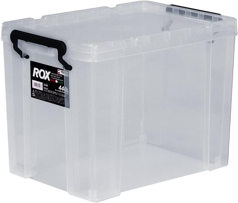 【特価商品】日本製 防災 ロックス 440L クリアケース 耐久性に特化した収納ボックス コンテナボックス 頑丈 衣装ケース 天馬 プラケース ROX 【幅30×奥行44×高さ32cm】