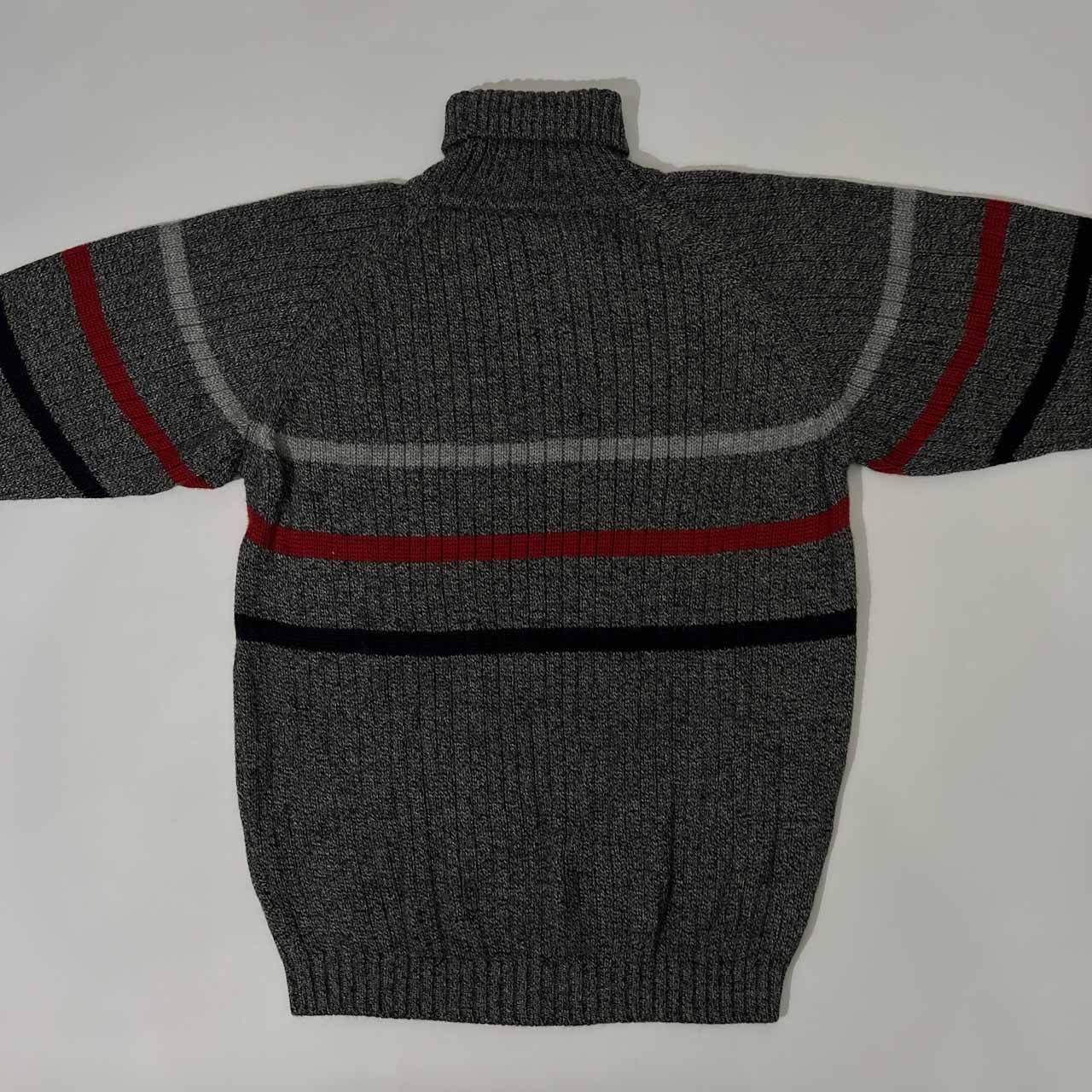 80s LACOSTE ラコステ 文字ワニ ボーダー柄 タートルネック ウール 