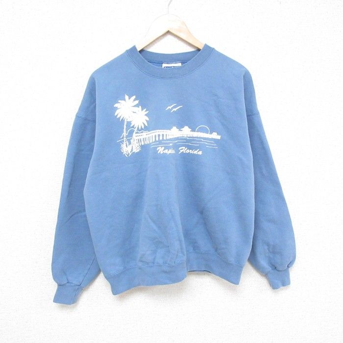 XL/古着 ヘインズ Hanes 長袖 スウェット メンズ 00s 木 クルーネック 水色 25mar03 中古 スエット トレーナー トップス
