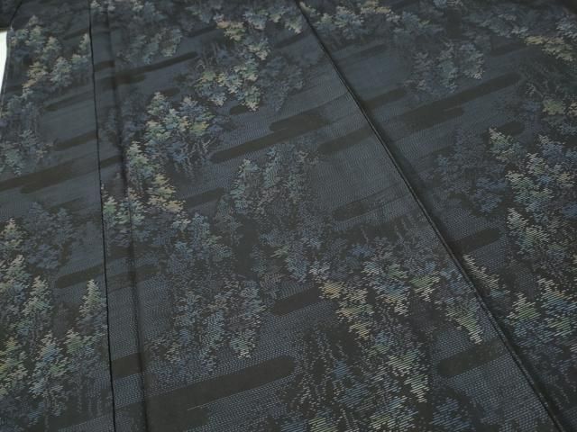 平和屋着物●本場大島紬　泥染め　樹林文　さが美扱い　窪田織物謹製　証紙付き　正絹　逸品　未使用　CAAR7837hy 平和屋着物○本場大島紬 泥染め 樹林文 さが美扱い 窪田織物謹製 証紙