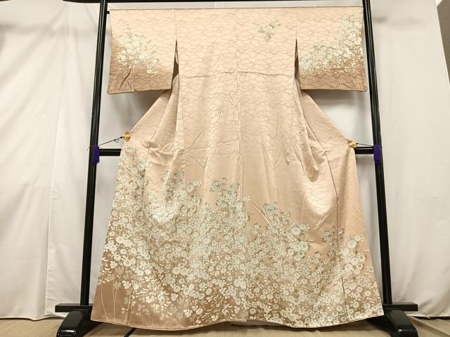 ミーシャ様(バーゲン❷) No.2427 未使用正絹金彩草花絞り訪問着　超美品 平和屋着物○銀座きしや 訪問着 駒刺繍 花唐草間道 金彩 正絹