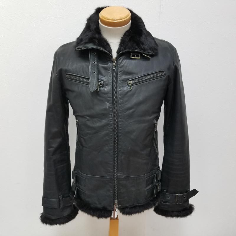 SHELLAC ラビットファー ブルゾン ライダース ジャケット レザー