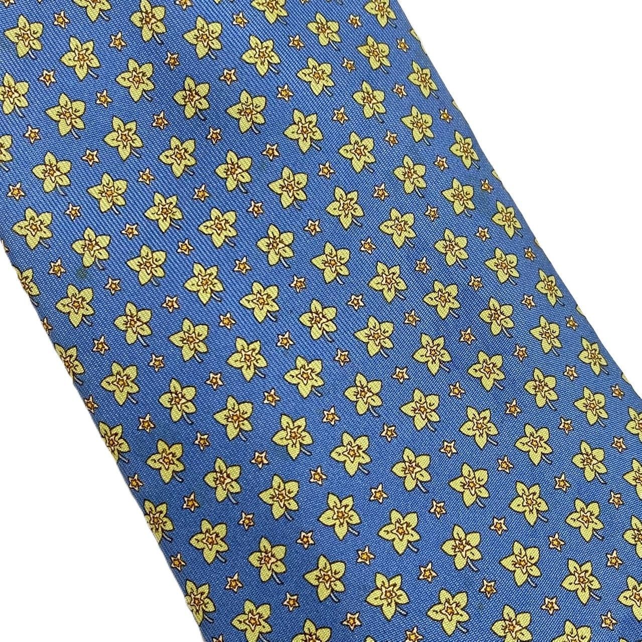 Ferragamo　花柄　ネクタイ　ネイビー　シルク　フェラガモ Ferragamo 花柄 ネクタイ ネイビー シルク フェラガモ - 小物