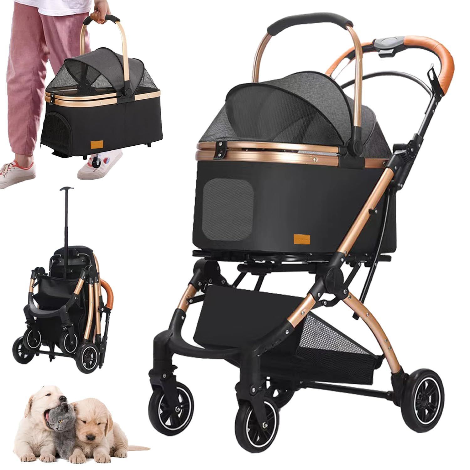 ペットカート 4輪360°回転 折りたたみ 猫犬兼用 軽量コンパクト
