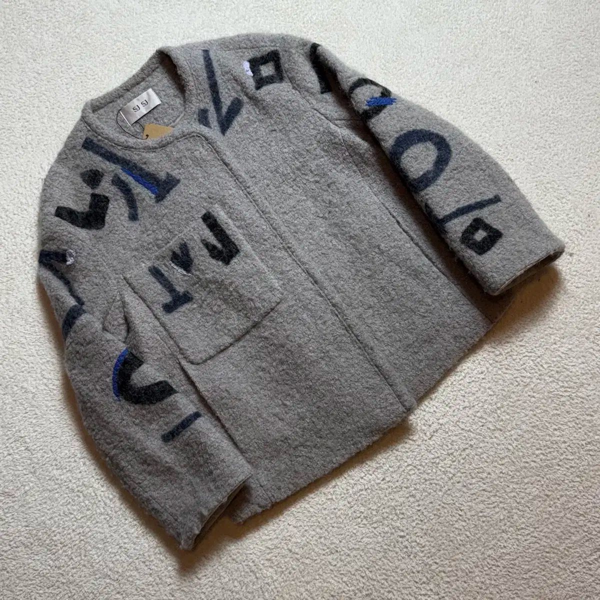 ヴィンテージ グレー ポケット フリース ジャケット