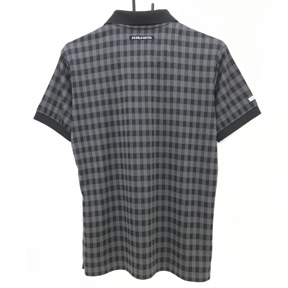 美品】パーリーゲイツ 半袖ポロシャツ 黒×グレー チェック