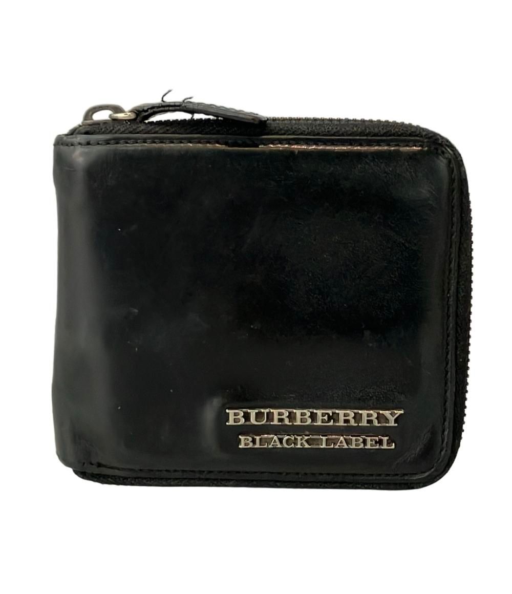 【BURBERRY BLACK LABEL 】　二つ折り財布　ブラック バーバリーブラックレーベル ラウンドファスナー二つ折り財布