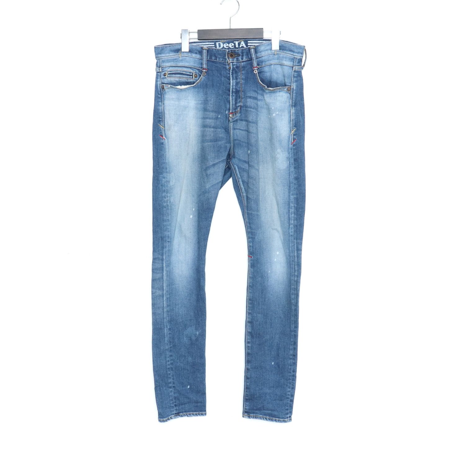 DEETA ブリーチ加工ストレッチデニムパンツ インディゴ 30 DTA-009