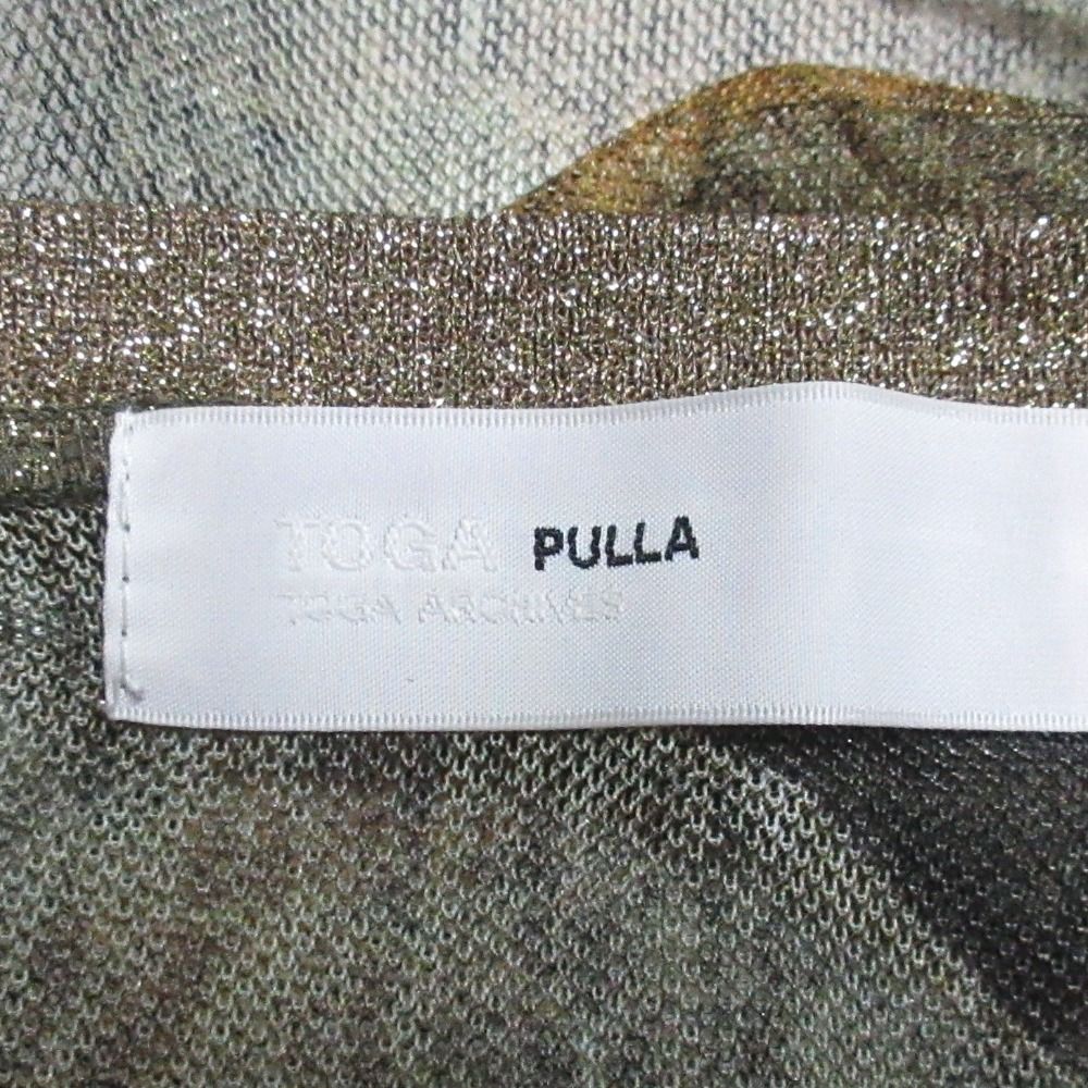 美品 TOGA PULLA トーガプルラ ラメプリント ジャージーカーディガン 36 カーキ レディース 古着 中古 TOGA - 美品 TOGA PULLA トーガプルラ ラメプリント ジャージー